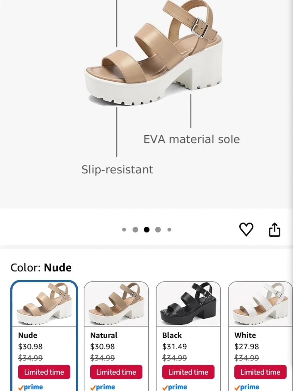 Women's Beige Platform Sandals with White Lug Sole 5.5 size